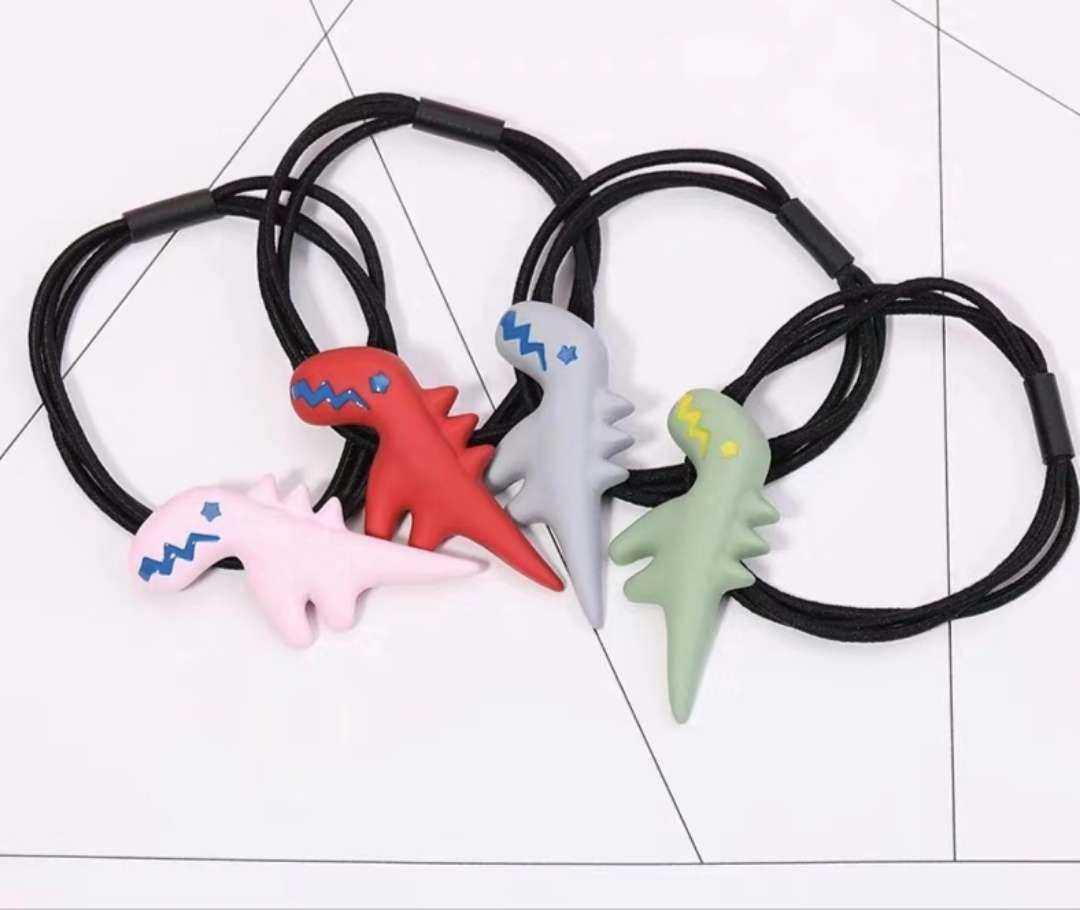 Korean version cute and adorable little dinosaur hair band, matte hair tie, hair band, girl's bun hairstyle, hair tie, hair accessory, big dinosaur