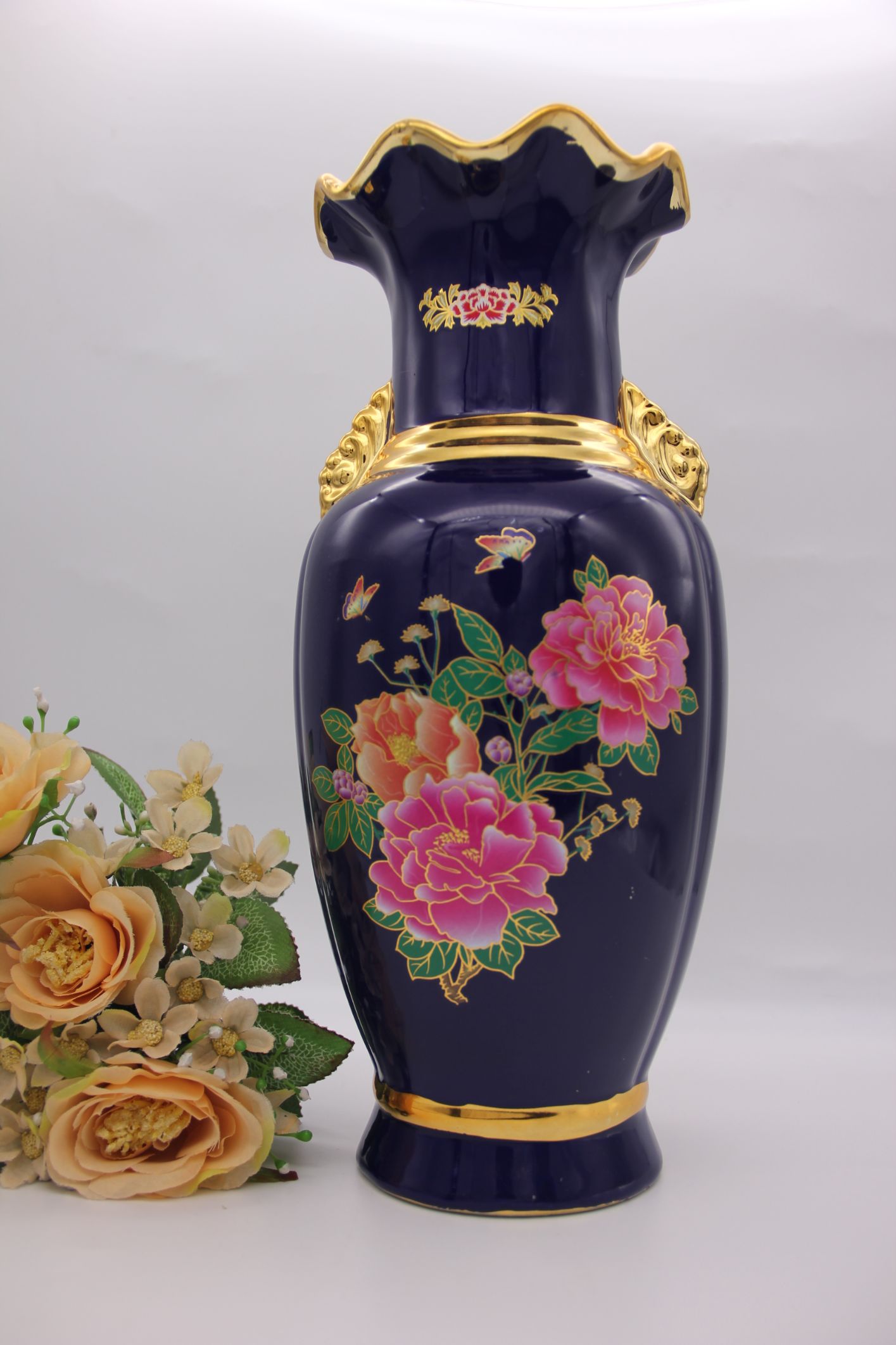 Peony flower, rich porcelain vase, home decoration, wedding decoration, wedding decoration, festive gifts