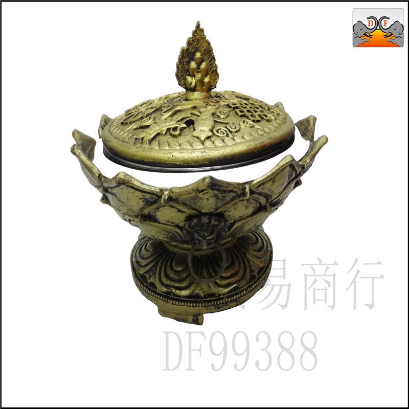 DF99388 莲花炉 檀香家用香道摆件莲花薰香炉创意礼品装饰工艺品合金香炉DF TRADING HOUSE