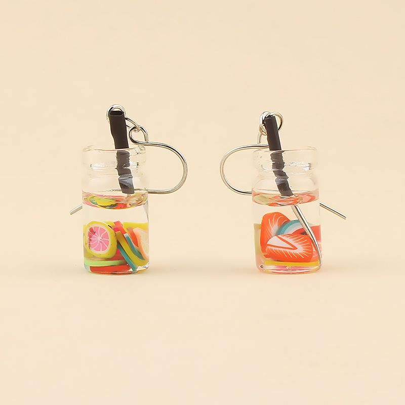 Fruit Bottle Earrings Network Red Explosive Diy Factory Direct Sales Invincible Charming Specification drawing