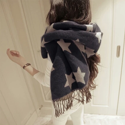 Star Print Cow Print Cashmere Imitation Thick Long Scarf Specification drawing