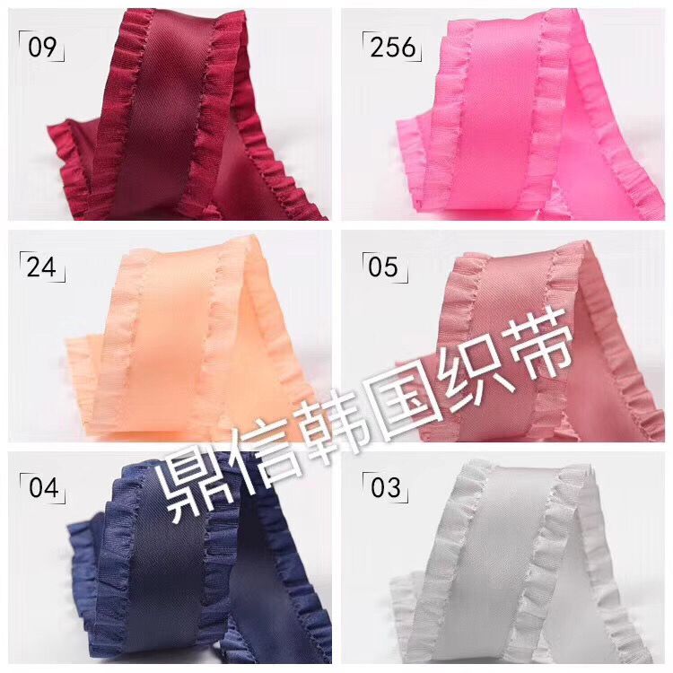 Korean webbing ruffled edge fabric lace tape manufacturer direct sales for export, 50Y details Picture