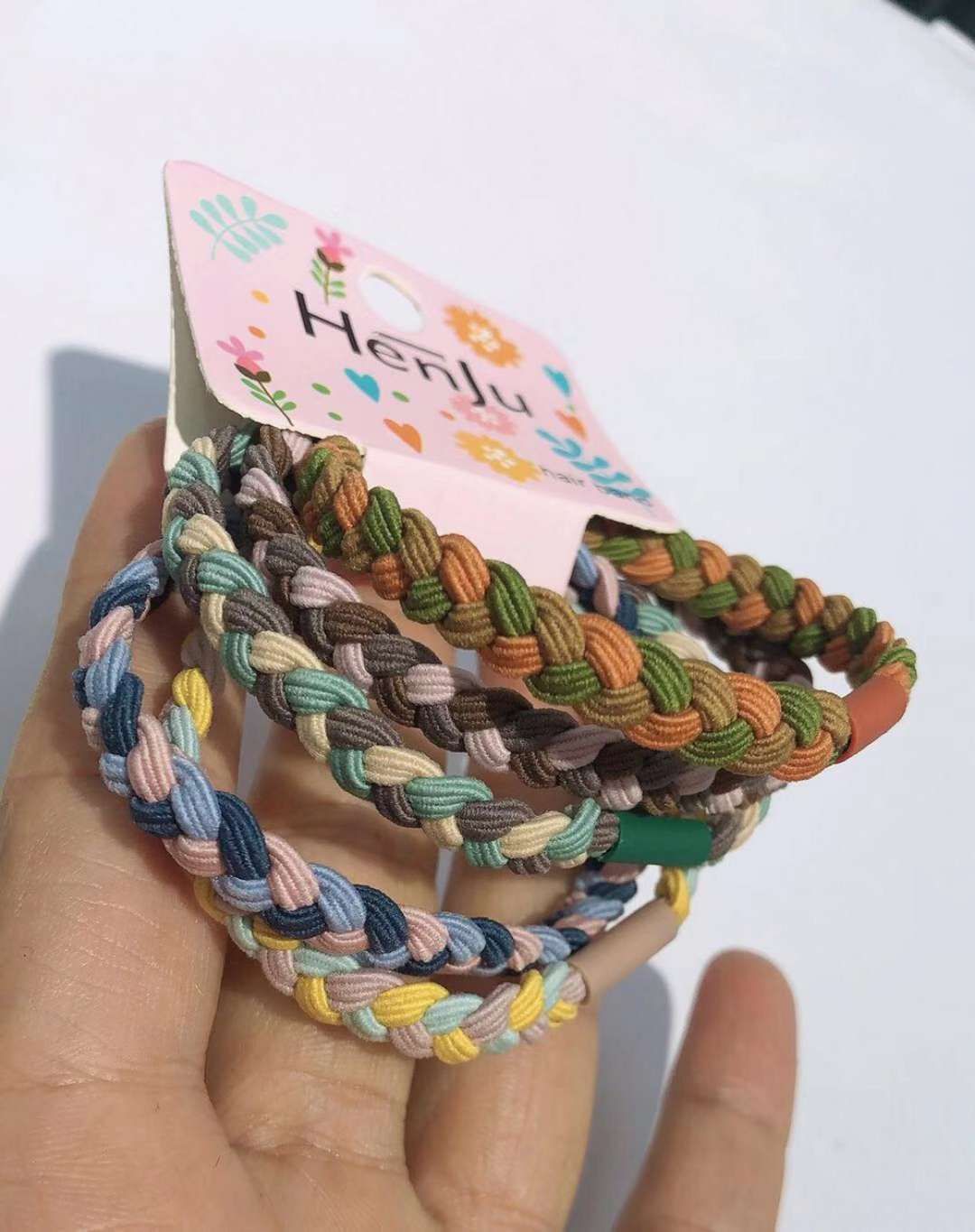Hair band women's simple set, basic style, hair tie, rubber band, leather case, hair rope, Japanese fresh and forest-style hair tie, headpiece, color card flat three strands details Picture