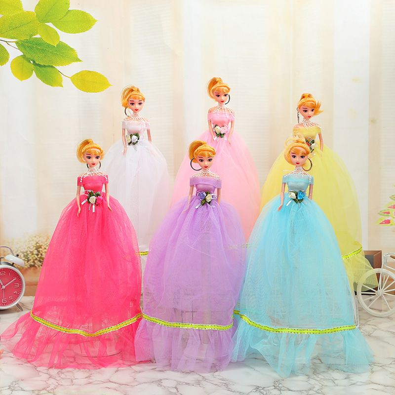 Blonde Princess change doll 50 cm doll yellow velvet belt single-layer wedding dress Barbie gifts wholesale full figure