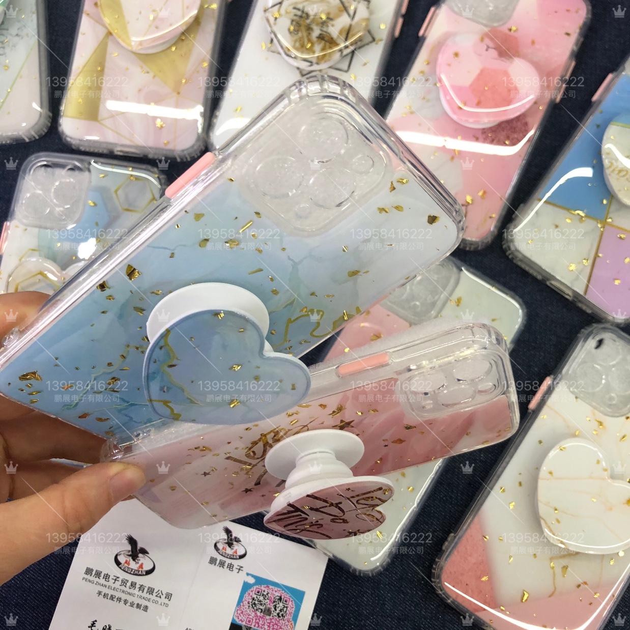 四角摔二合一滴胶带支架产品图