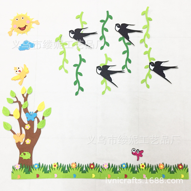 Non-woven fabric classroom blackboard newspaper decoration, wall stickers, primary school and kindergarten wall decorations, cultural wall and theme wall design detail image 2