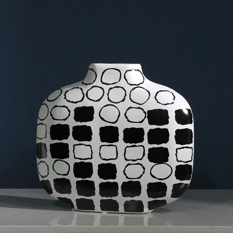 Creative Nordic hand-pulled matte strip geometric simple flower vases, table decorations, modern home ceramic vases undefined