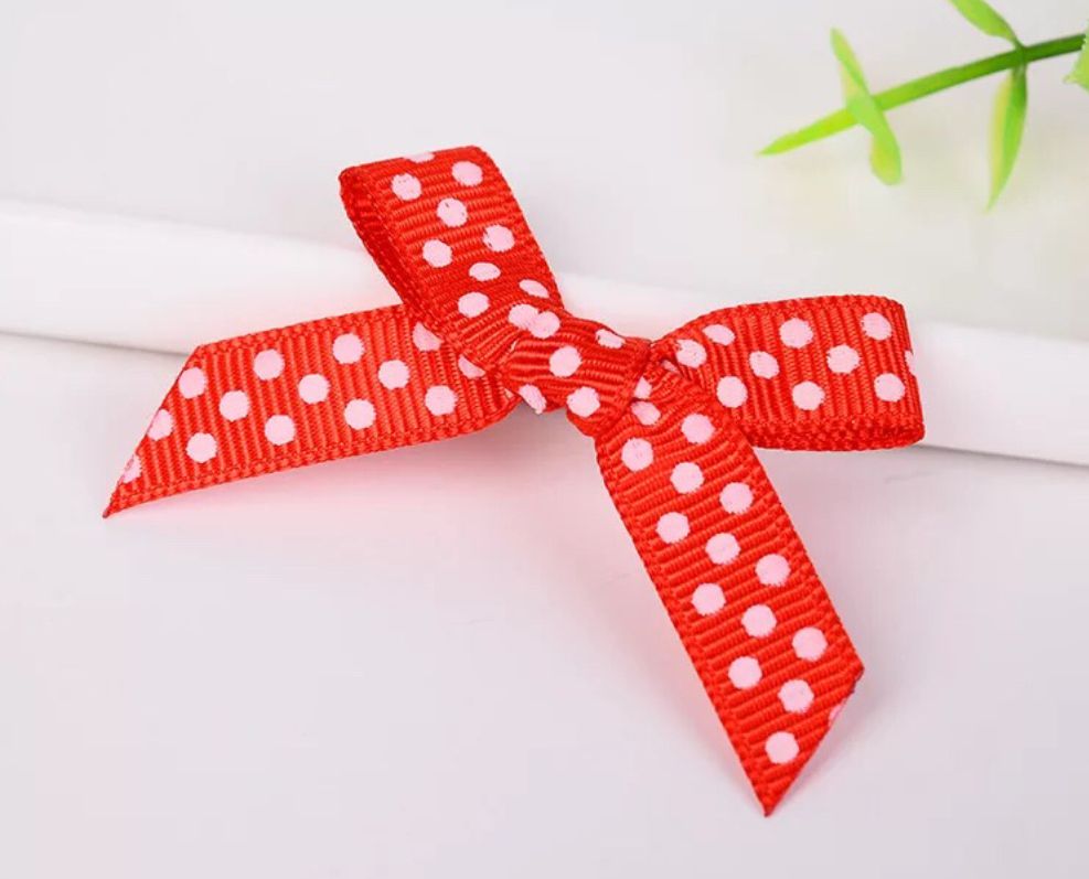 1Cm Printed Polka Dot Thread With Bow Handmade Ribbon Bow For Children's Accessories Item Picture