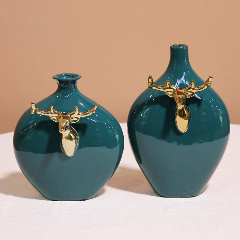 Nordic flower arrangement vases, modern home wine cabinet decorative handicrafts, simple and light luxury ceramic vases, soft decoration ornaments details Picture