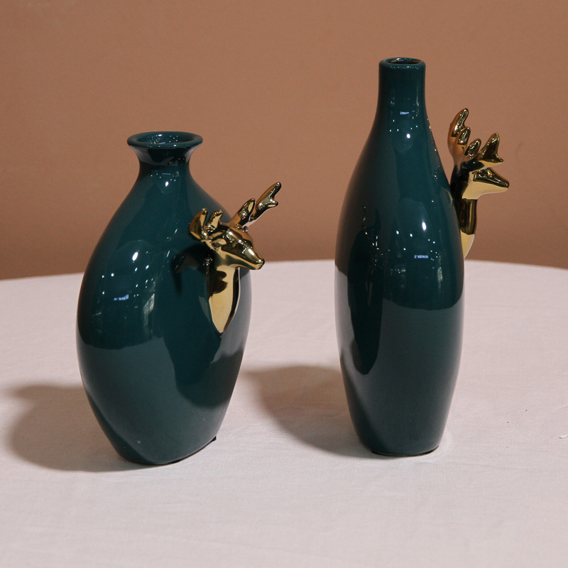 Nordic flower arrangement vases, modern home wine cabinet decorative handicrafts, simple and light luxury ceramic vases, soft decoration ornaments Item Picture