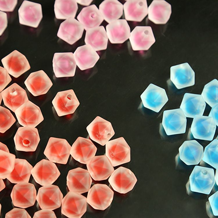 16 cm half hole frosted square diamond inner color rubber beads in the beads hair ornaments end beads bag key chain pendant thumbnail