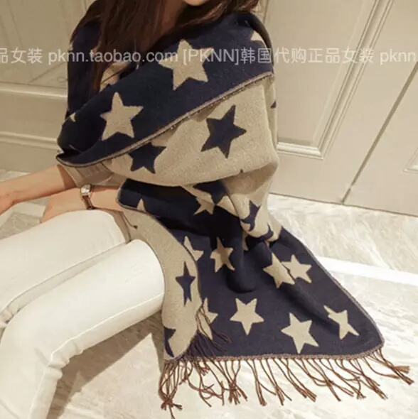 Star Print Cow Print Cashmere Imitation Thick Long Scarf Application Scenario