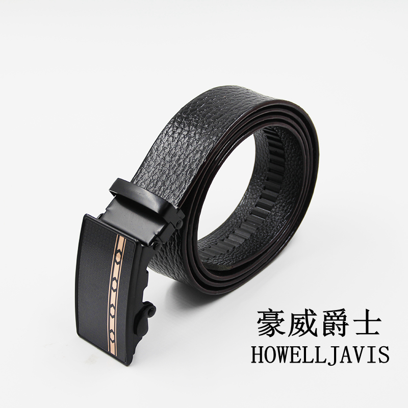 The new 40PVC full-tooth automatic belt with imitation leather and litchi stripes thumbnail