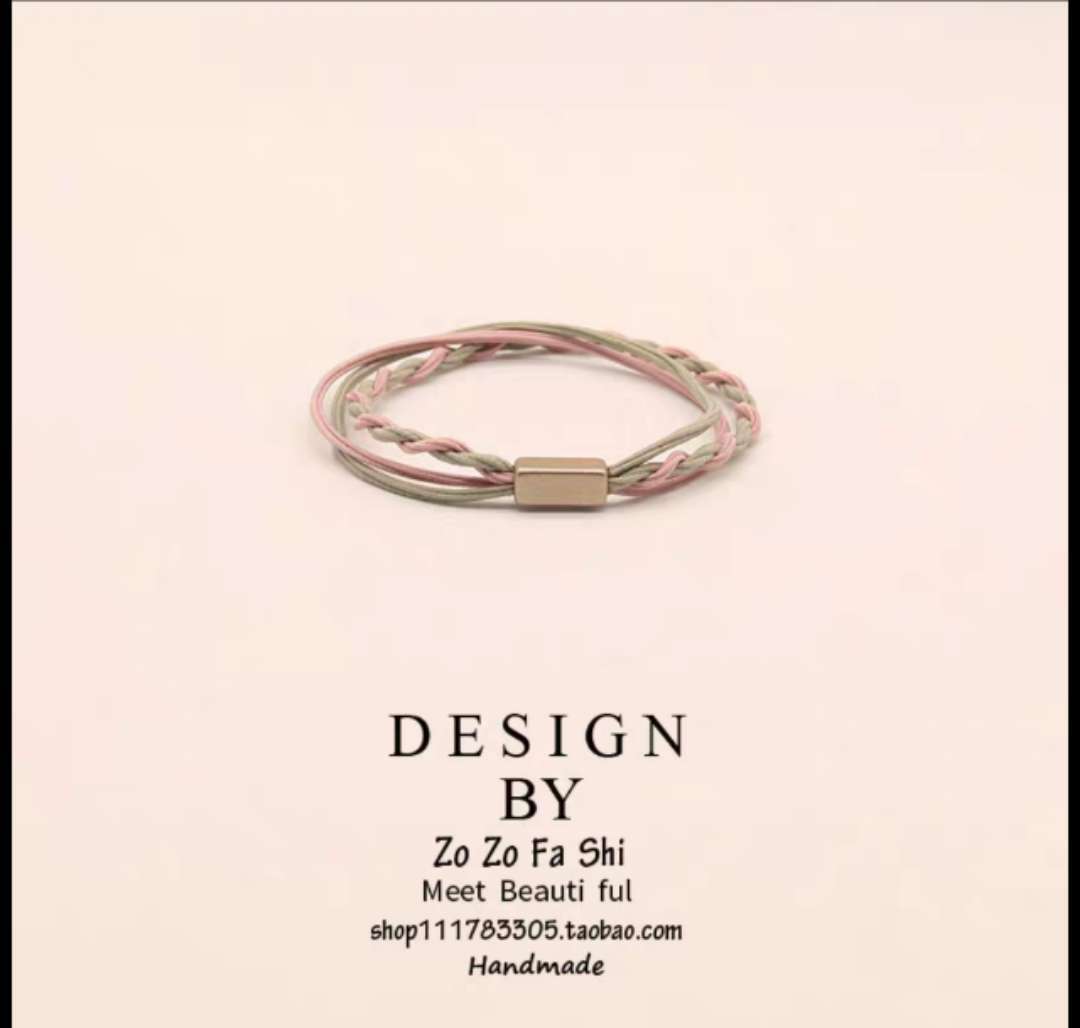Korean simple hair tie rubber band headband twisted square alloy 1111 details Picture