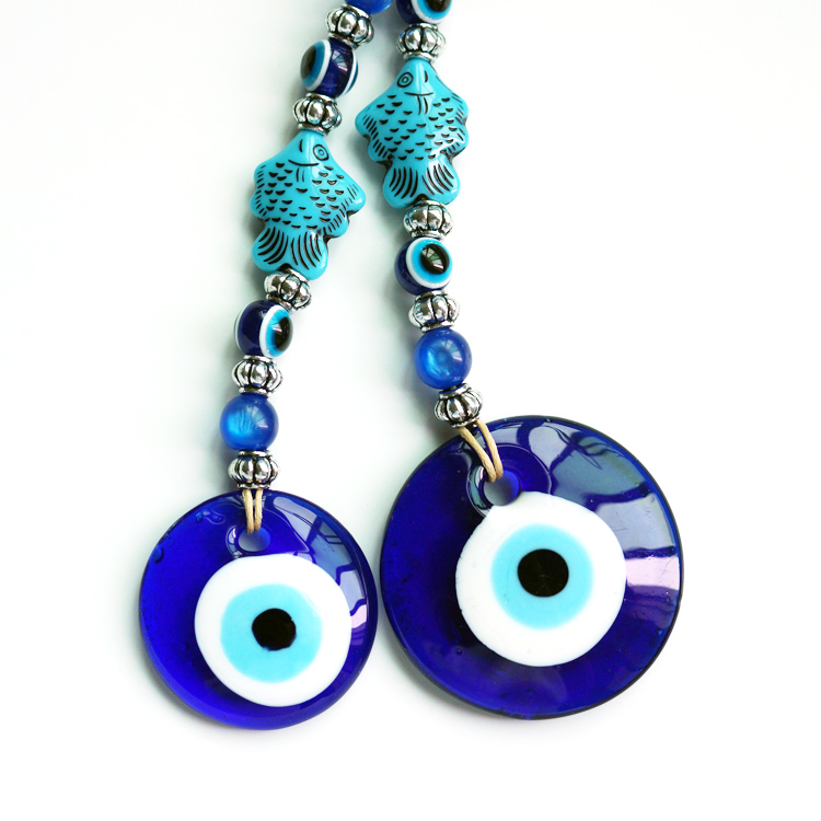 Factory direct sales of blue-eyed ornaments, fish-shaped round glass eye pendants, wall hangers and decorative items pic 6
