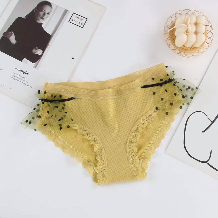 Summer Ice Silk Porosity Silk Ice Skating Cool Little Skirt Polka Dot Chiffon Lace Women's Panties details Picture