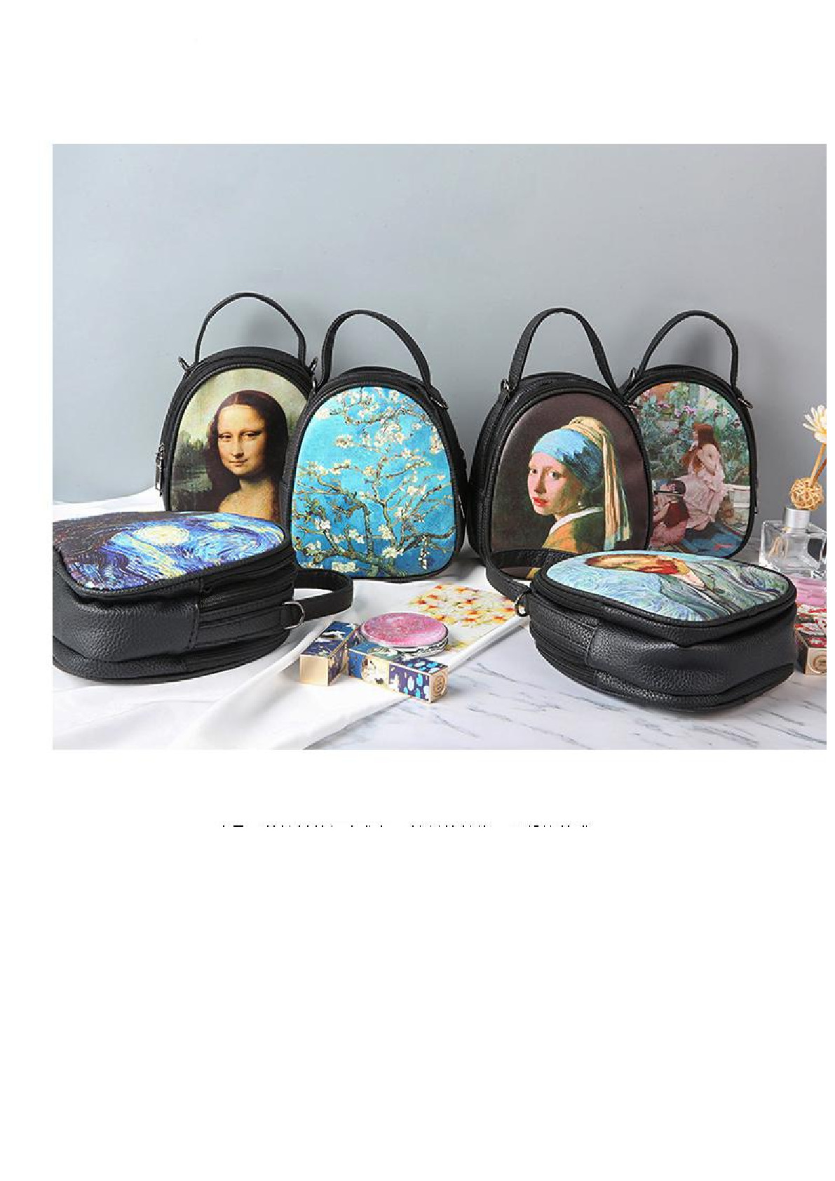 ins女包梵高复古油画印花个性单肩斜挎包女士背包手机包支持定制详情图2