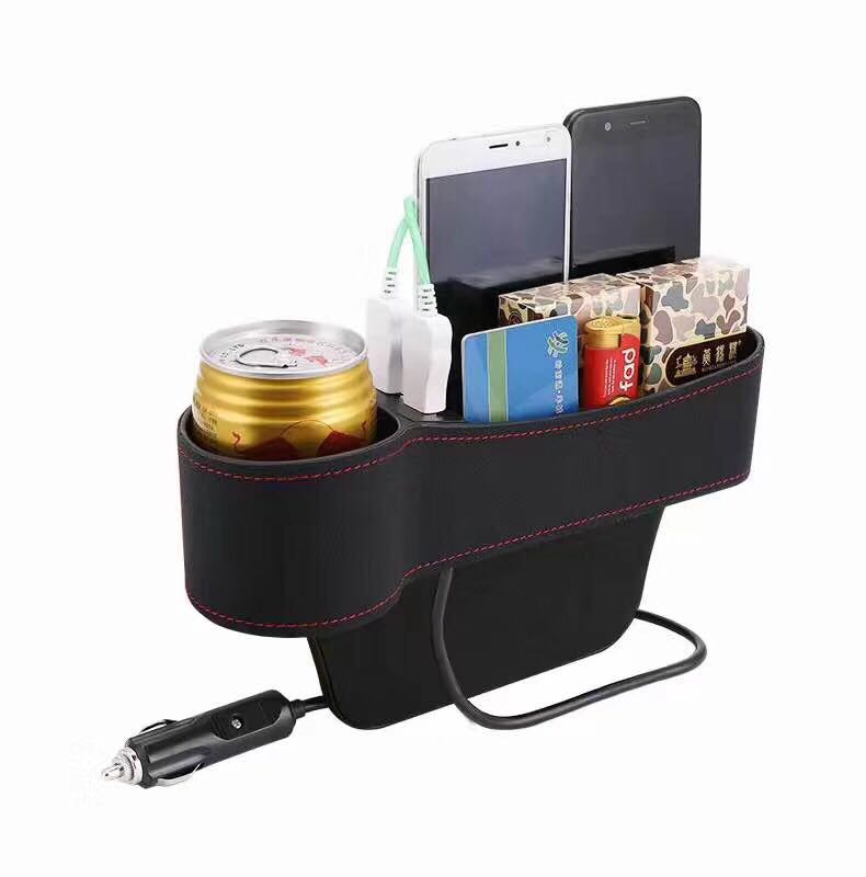 汽车车载前座缝隙储物盒 皮制 可充电详情图5