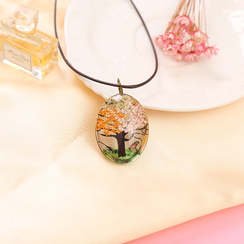 Dried flower Life Tree Butterfly necklace Item Picture