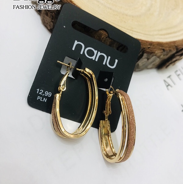 European and American cold wind oval hoop earrings earrings simple atmospheric time gold powder jewelry manufacturers straight thumbnail