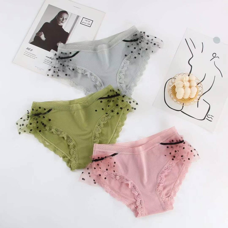 Summer Ice Silk Porosity Silk Ice Skating Cool Little Skirt Polka Dot Chiffon Lace Women's Panties Specification drawing