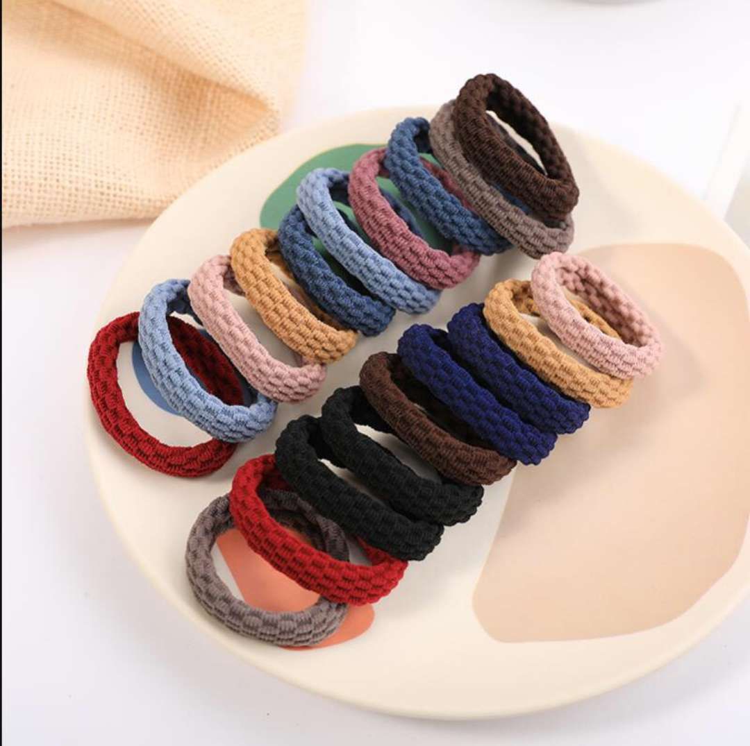 A 10-piece set of high-quality, thickened, high-elasticity jacquard towel loops from Japan and South Korea, seamless and durable hair ties, hair bands, leather bands, leather covers, hair loops and towel loops details Picture