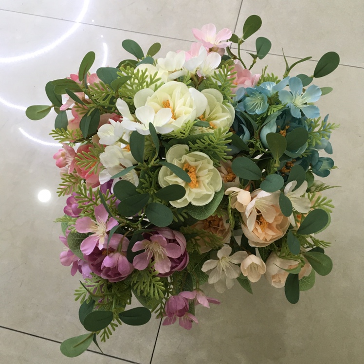 Living room artificial flowers, artificial flower tea table ornaments, bedroom flower arrangement decorations, 5-fork Korean-style tea rose wholesale details Picture