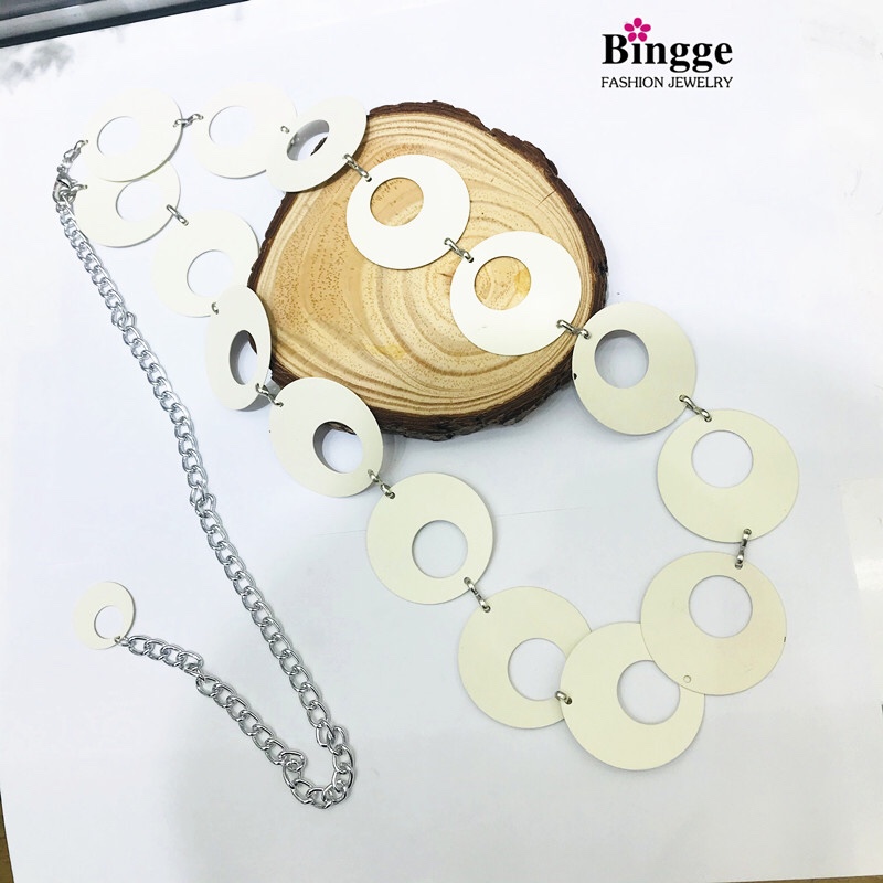 Diy金属烤漆大圆圈拼接连衣裙衬衫收腰装饰腰链 腰带流苏链条简约百搭时间