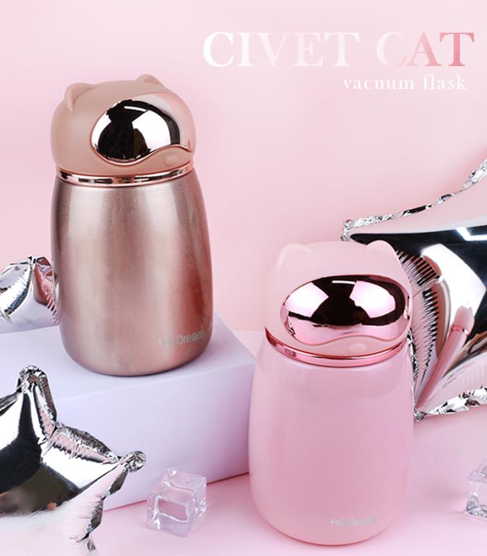 狸猫保温杯白底实物图