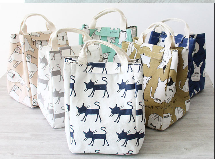 Yiwu Selection cartoon square cotton and hemp rope travel bag shoe bag convenient makeup bag cartoon insulation bag undefined