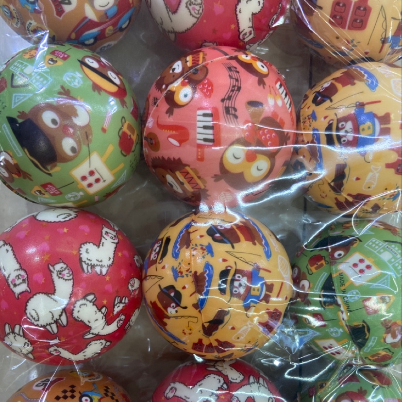 6.3 cm cartoon pattern cute pu balls, sponge balls, pressure balls, children's toys Specification image