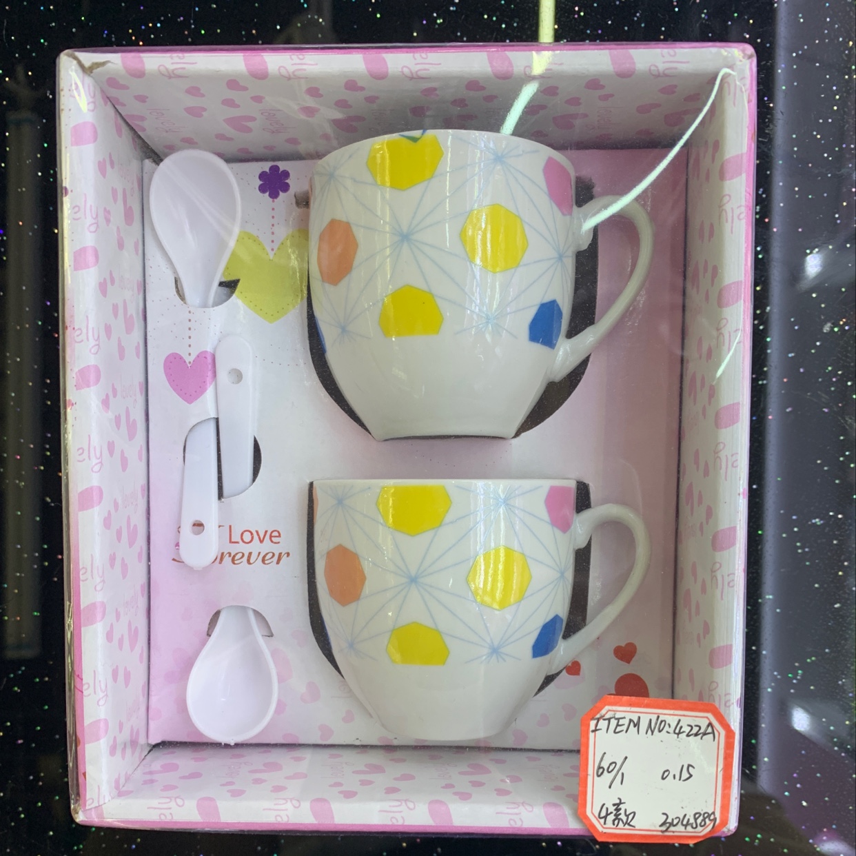Couple cup set Coffee cup set, 422A, two cups, two spoons Specification image