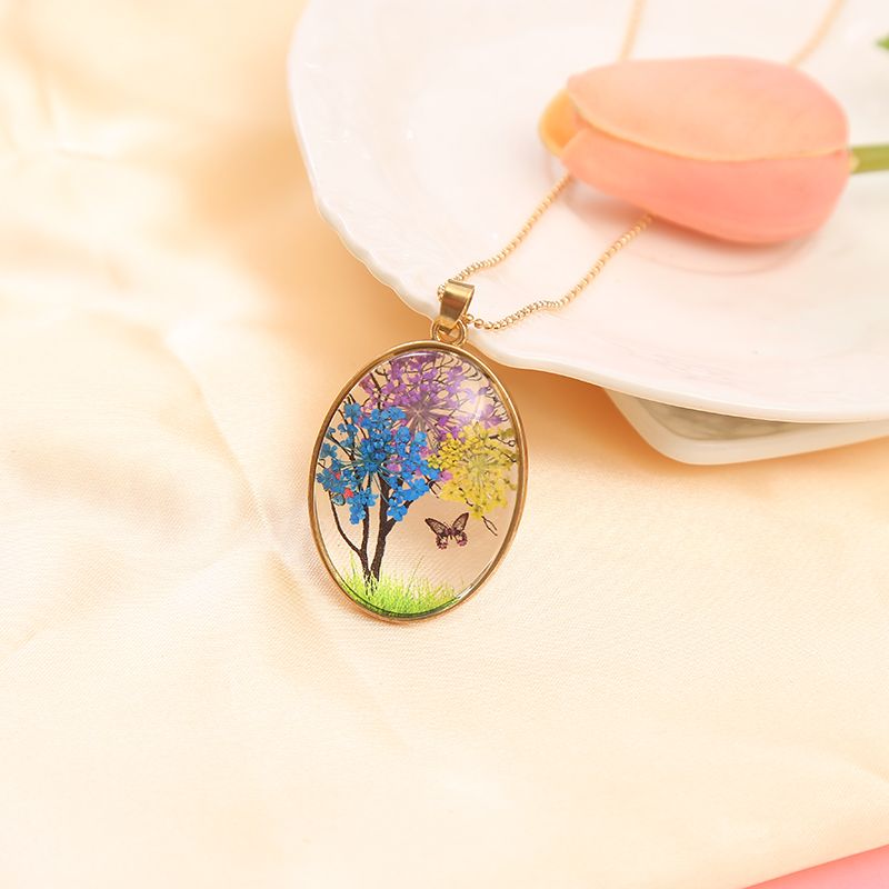 Dried flower Life Tree Butterfly necklace undefined