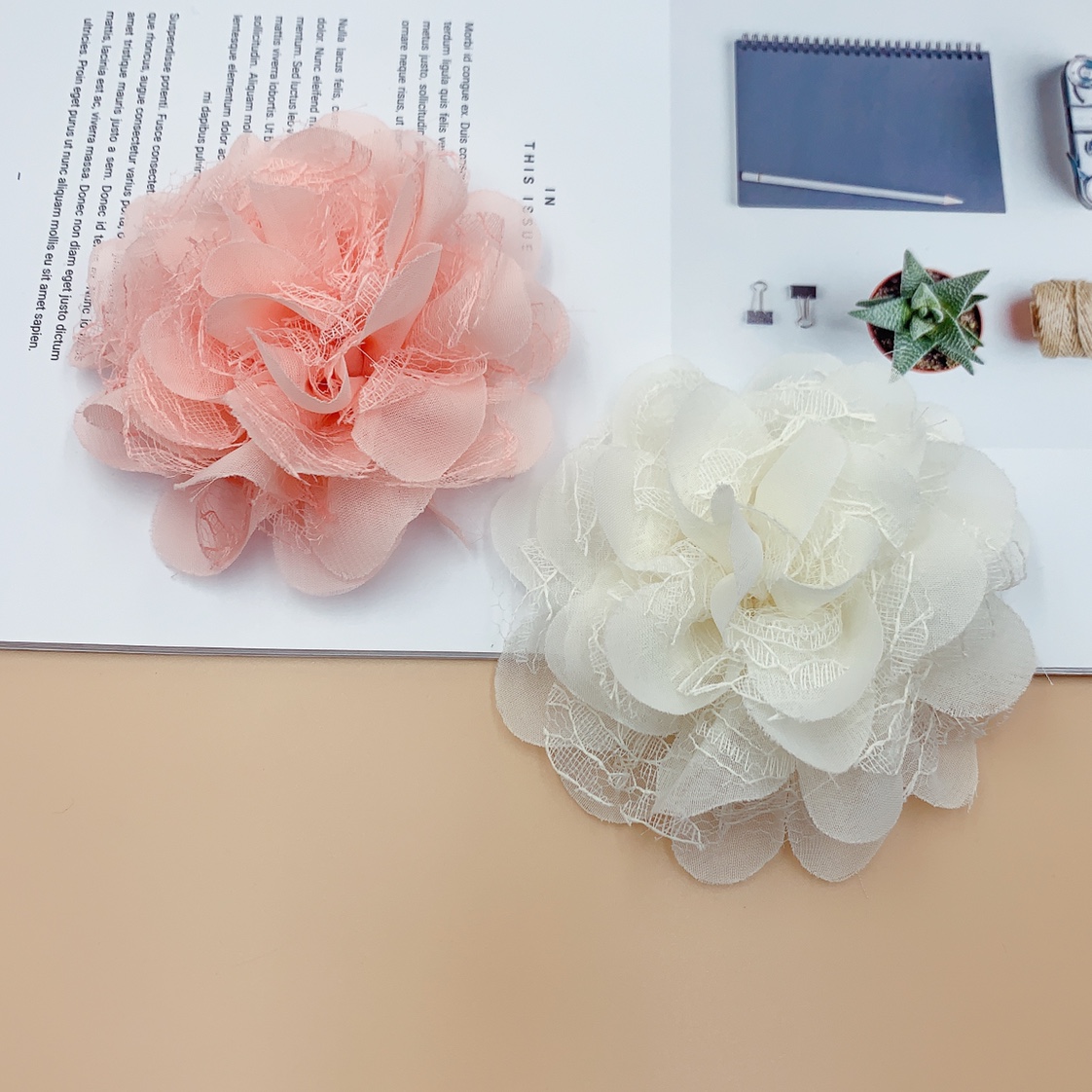 Chiffon mesh double layer big roll flowers DIY children hair ornaments shoes and hats decorative florets