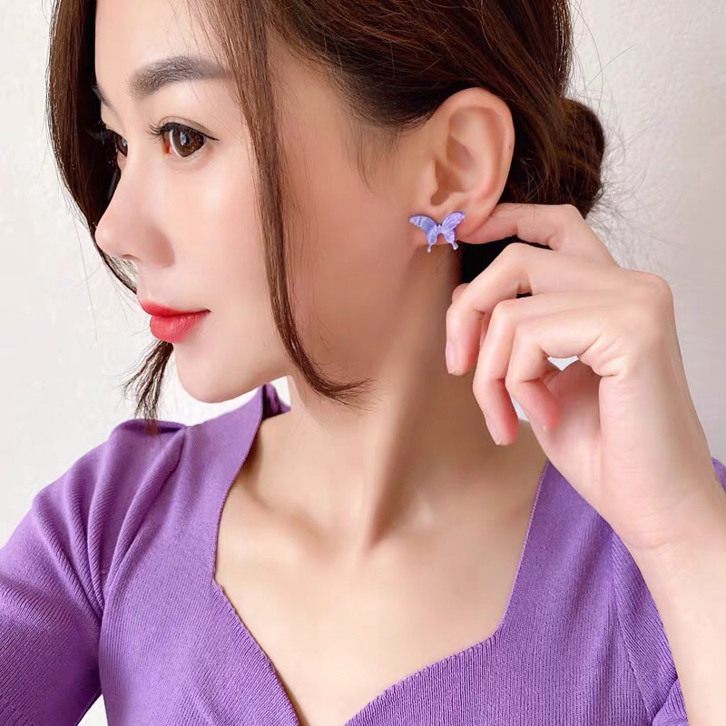 Hot style fashion trend with purple butterfly earrings for ladies jewelry thumbnail