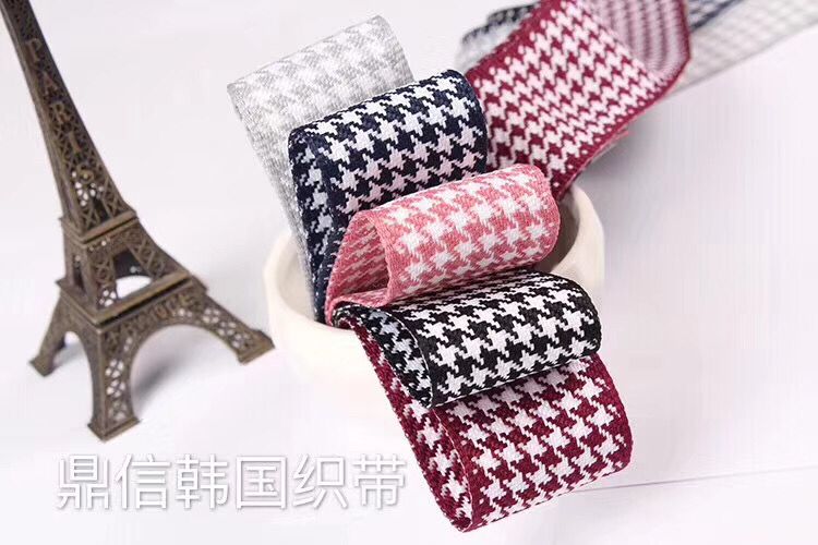 Korean premium woven tape, Thousand Island checkered fabric lace tape factory direct sales, 50Y export for foreign trade Specification image
