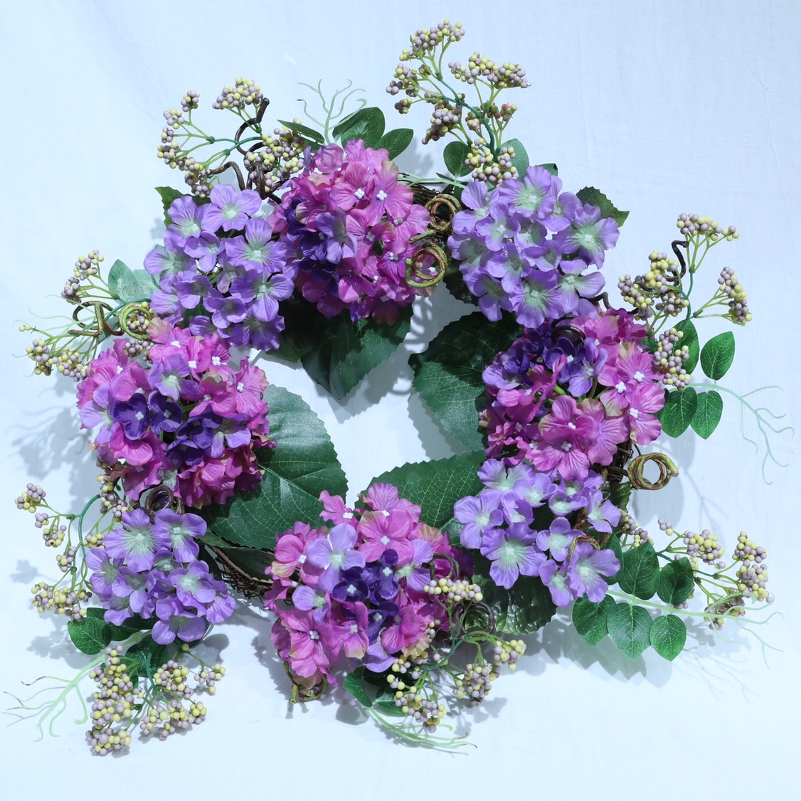 【远念花行】仿真绣球装饰壁挂花环 浪漫紫