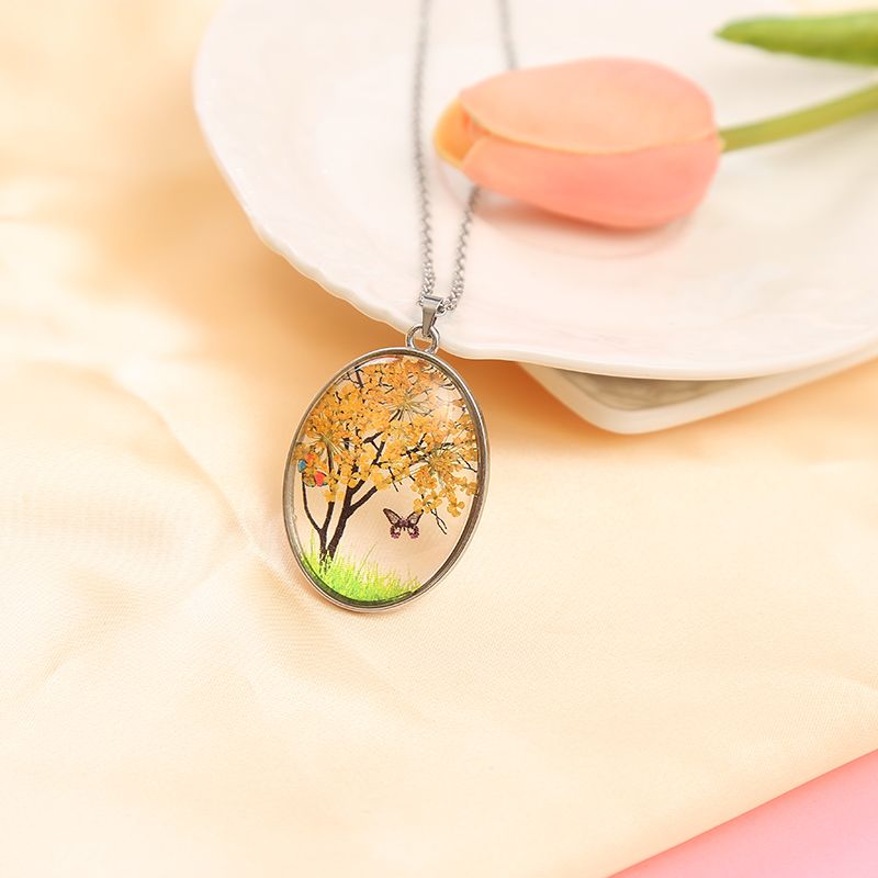 Dried flower Life Tree Butterfly necklace Specification image