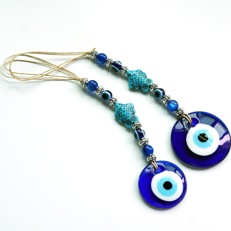 Factory direct sales of blue-eyed ornaments, fish-shaped round glass eye pendants, wall hangers and decorative items pic 2
