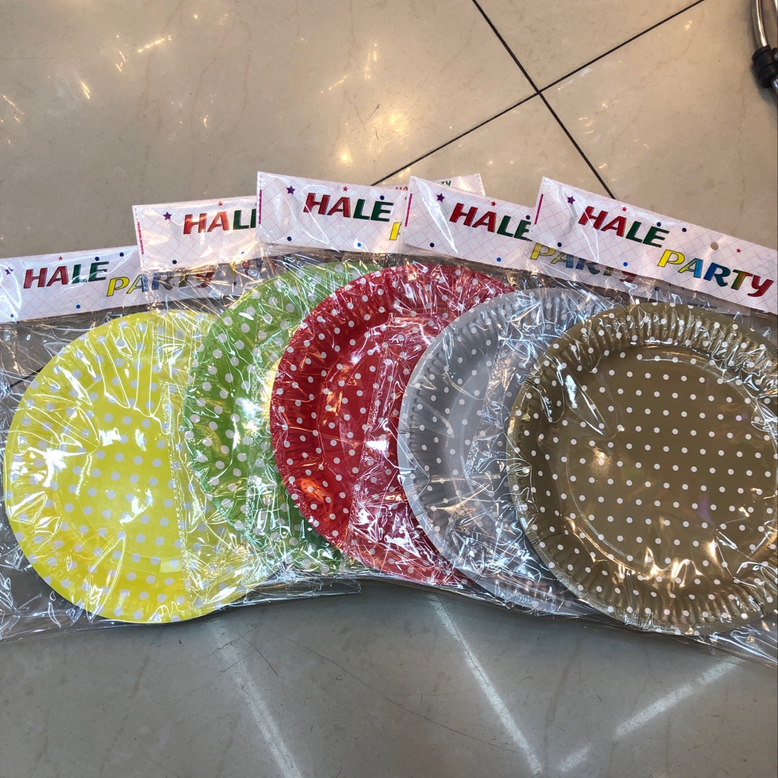 7-inch polka dot plates, 10 pieces per pack, 400 packs per piece, color mixing available details Picture