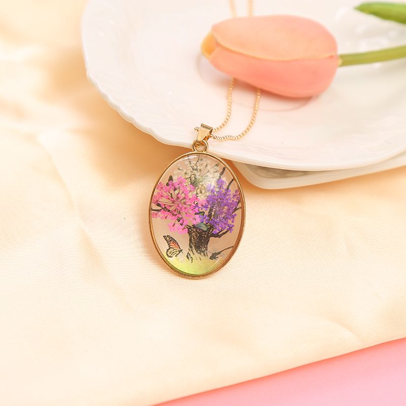 Dried flower Life Tree Butterfly necklace undefined
