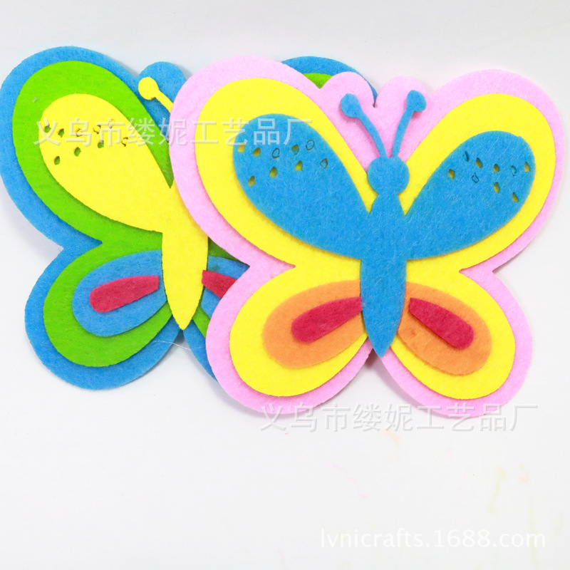 无纺布毛毡布3D立体彩色3层蝴蝶幼儿园教室房间墙面环境布置墙饰详情图2