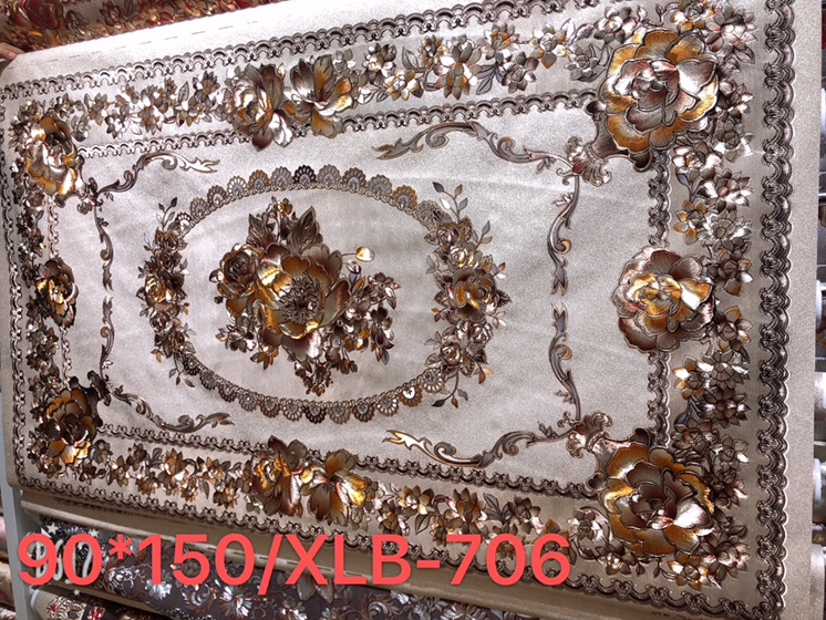 PVC烫金对花印花台布.防水防油污免洗桌布90*150CM产品图