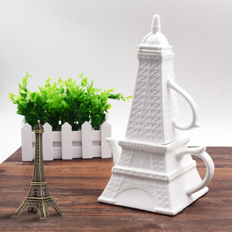Eiffel Tower Water Bottle Creative Tower water cup three-piece set of Eiffel Tower water bottle ceramic water bottle thumbnail