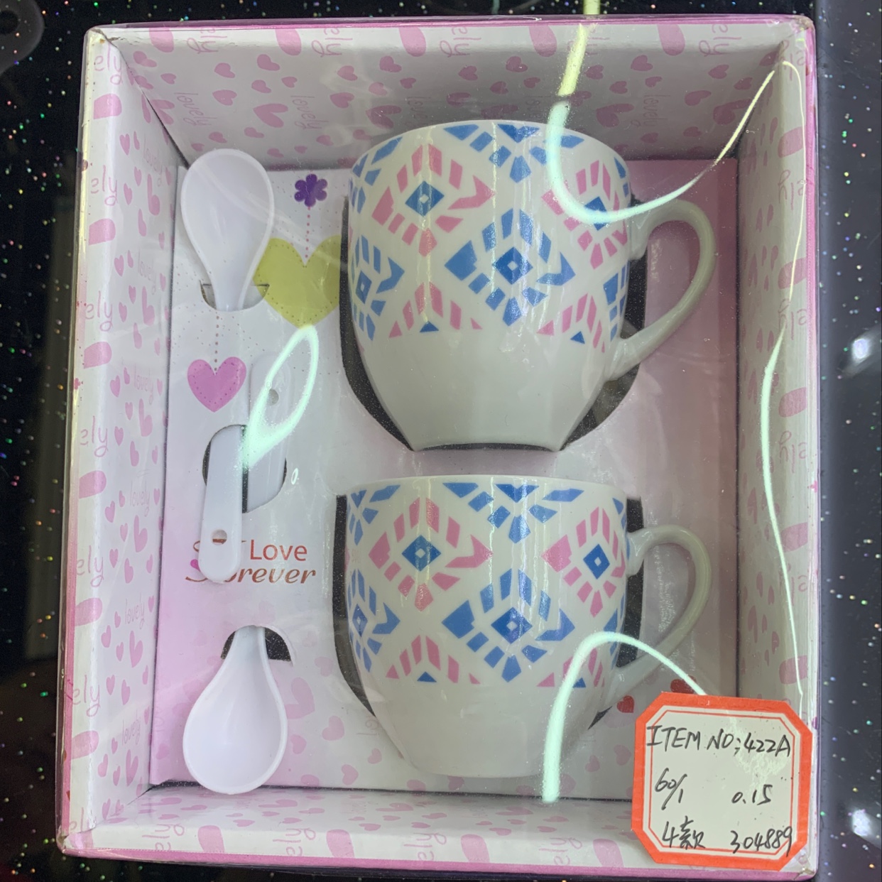 Couple cup set Coffee cup set, 422A, two cups, two spoons
