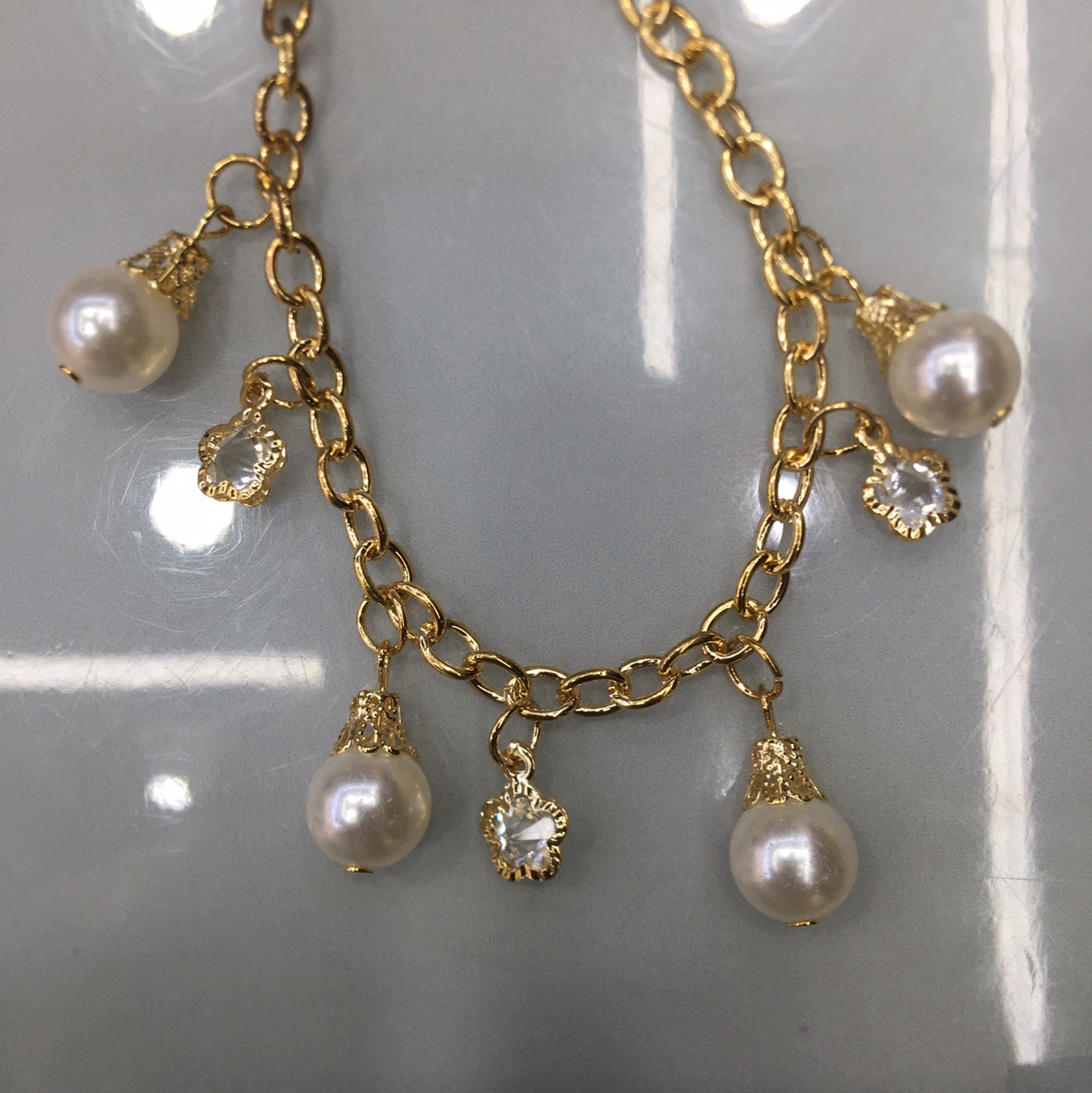 Korean fashion chain pearl bare diamond bracelet for women thumbnail