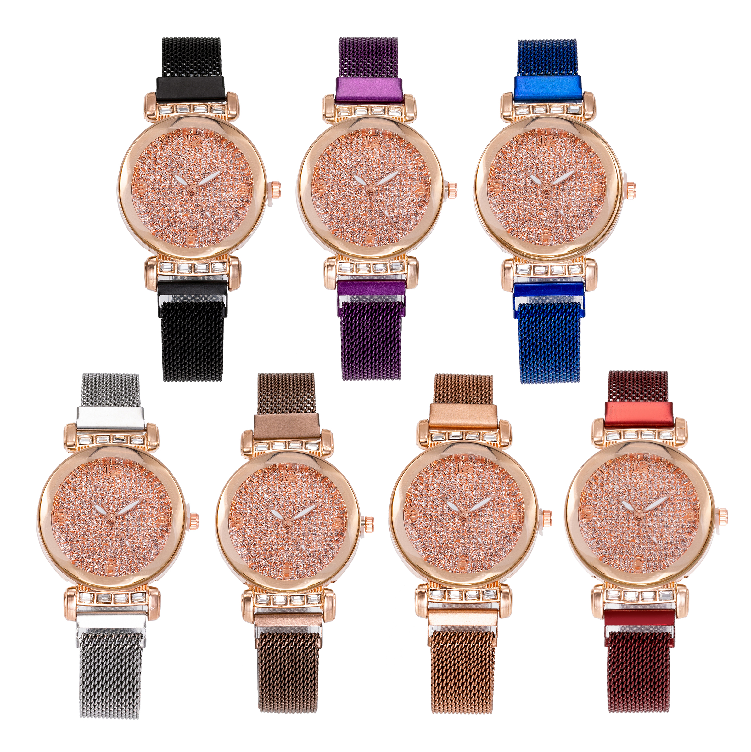 新款女士满天星手表韩版石英吸磁铁石网带潮流手表米兰带懒人手表18820/52详情图1