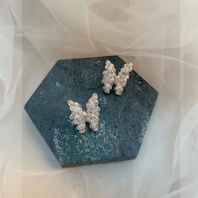 Hot style ladies fashion versatile jewelry crystal butterfly earrings