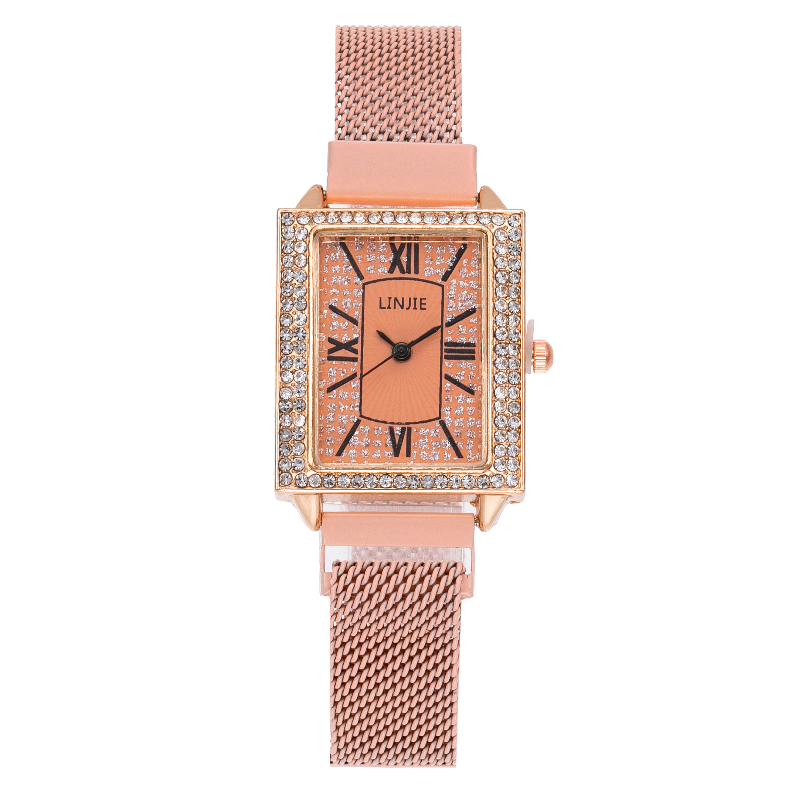 新款女士镶钻方形手表吸磁铁石网带潮流手表米兰带懒人手表18820/48详情图8