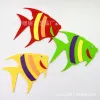 Non-woven fabric felt fabric is used to decorate the walls of the kindergarten classroom with 3D stereoscopic color double-sided striped fish details Picture